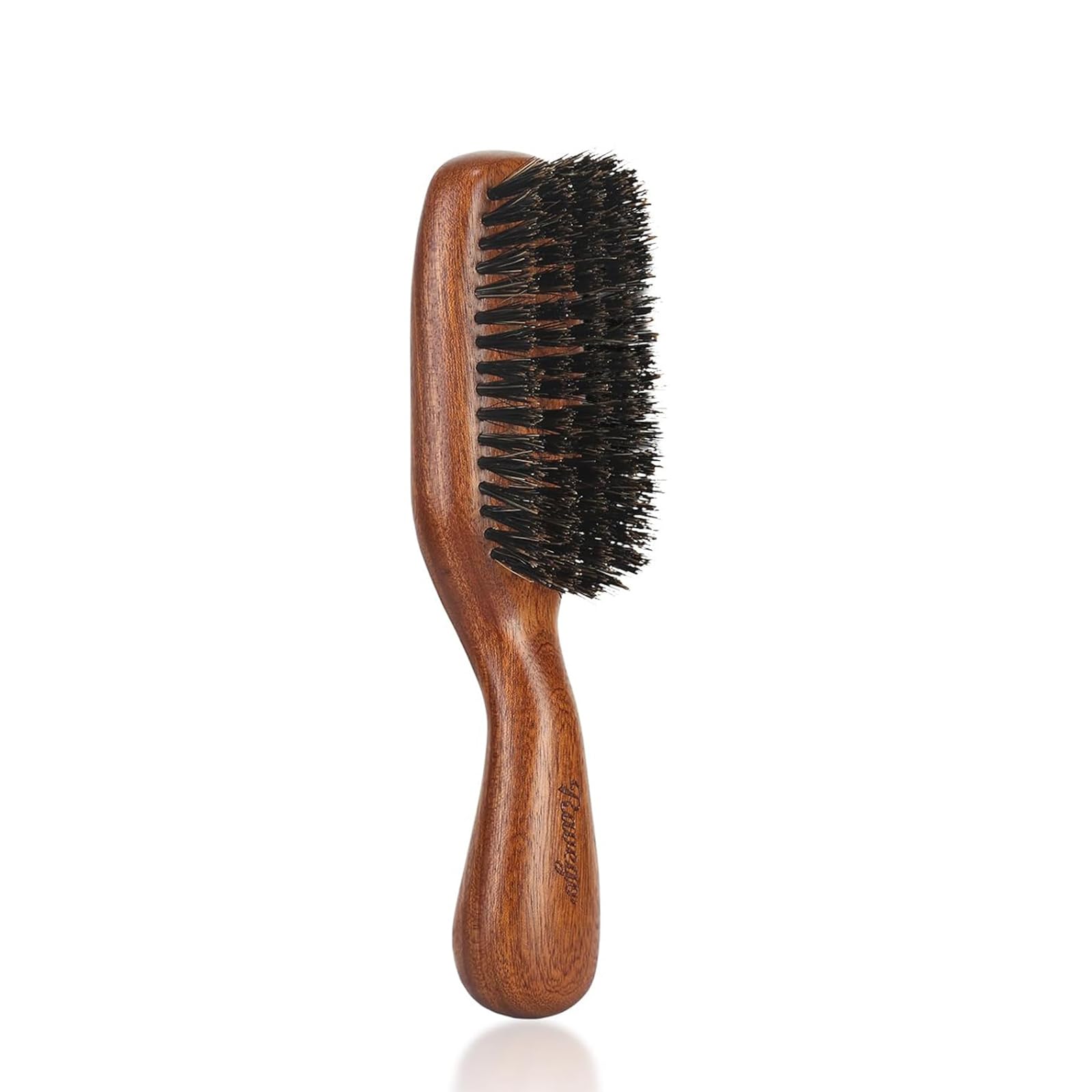 RAVEGO hair brush ergonomic-handle closeup showing comfortable grip for precise styling
