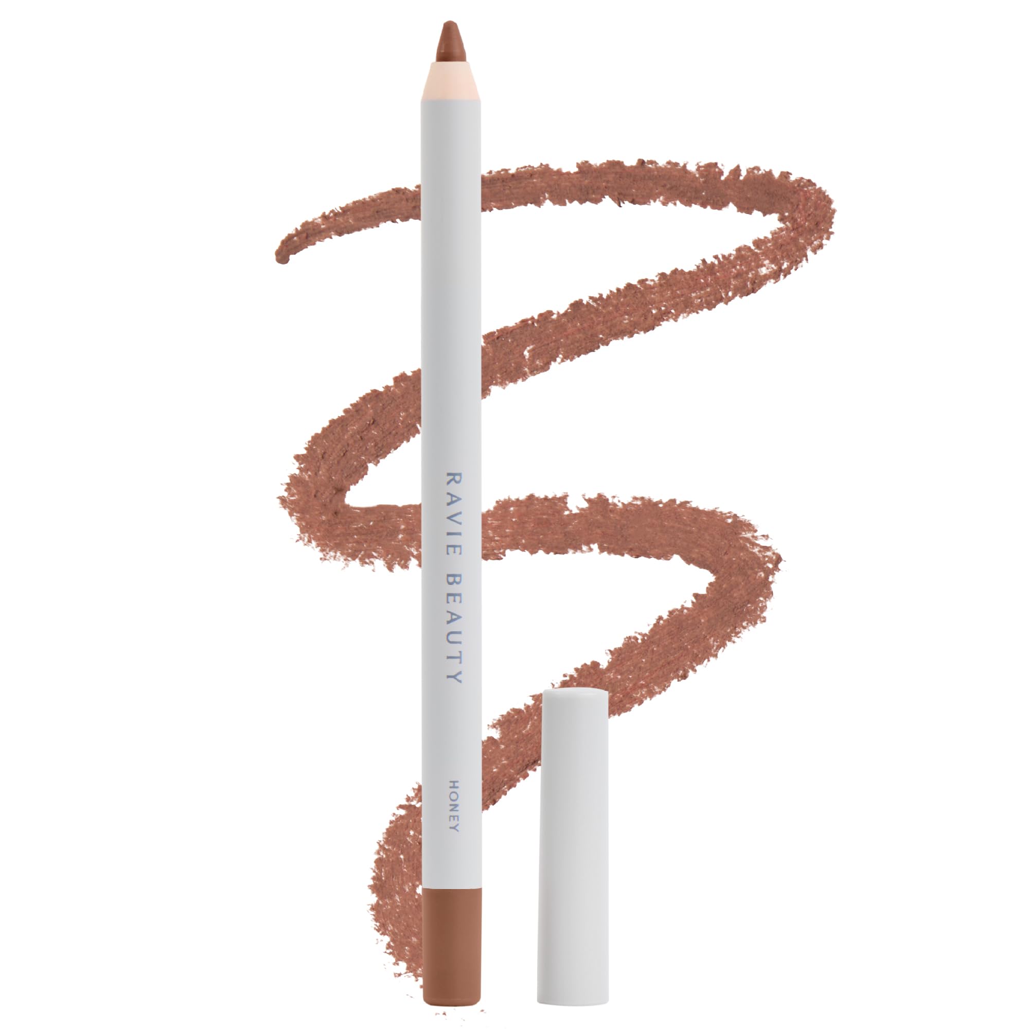 Ravie Beauty Soft Definition lip liner Honey application close-up for precise, natural definition.