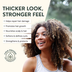 RAW ACTIVES Batana Oil application scene showing quick absorption for lightweight use.
