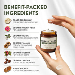 RAW ACTIVES beef tallow texture on skin indicating lightweight hydration and softness
