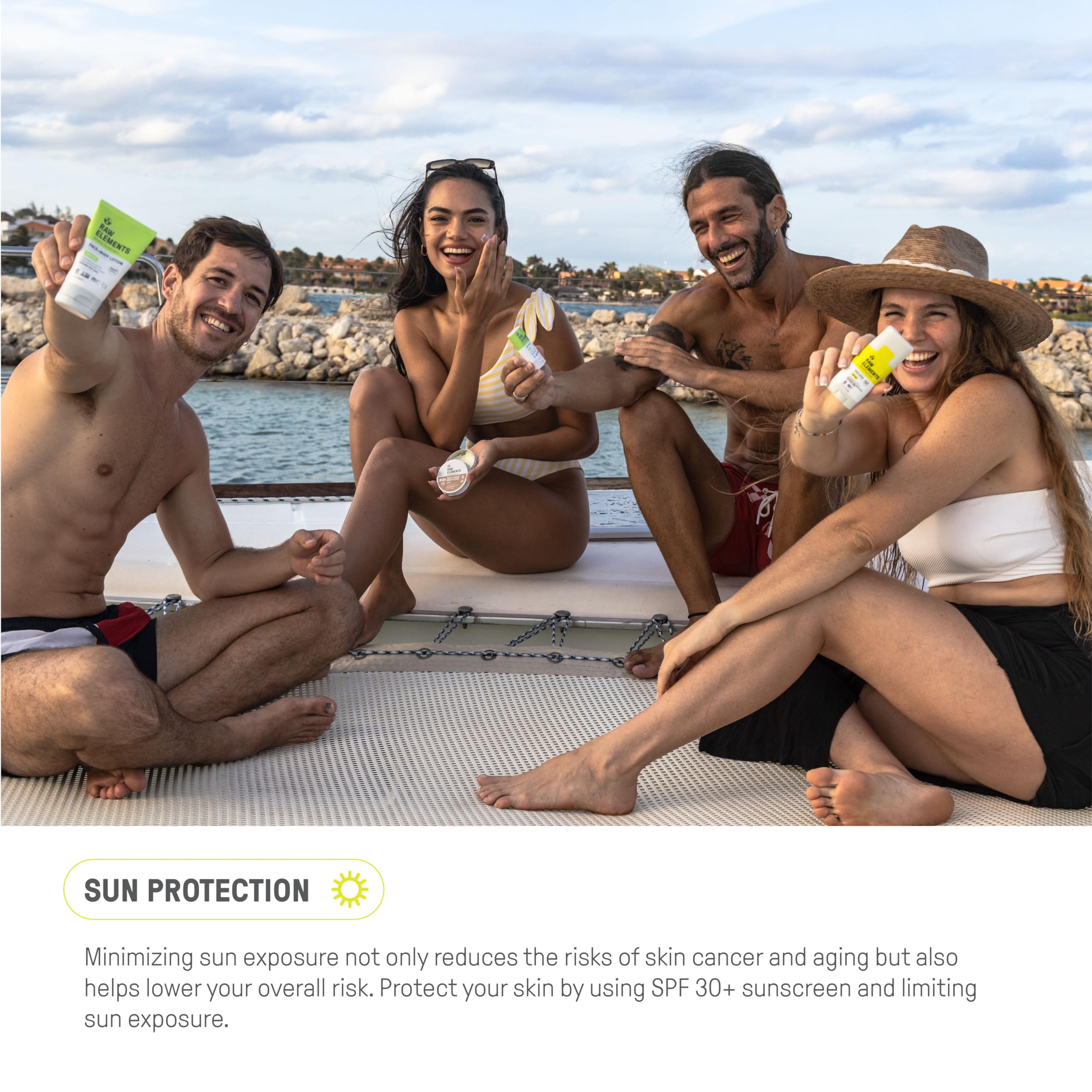 Raw Elements daily-use moisturizer with mineral sunscreen for outdoor activities.