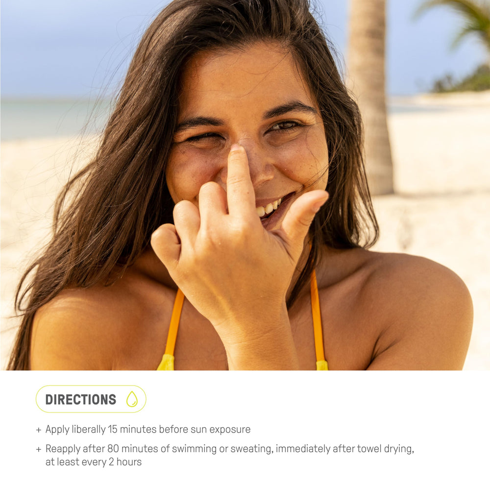 Raw Elements non-nano zinc oxide formula shown with mineral protection imagery.