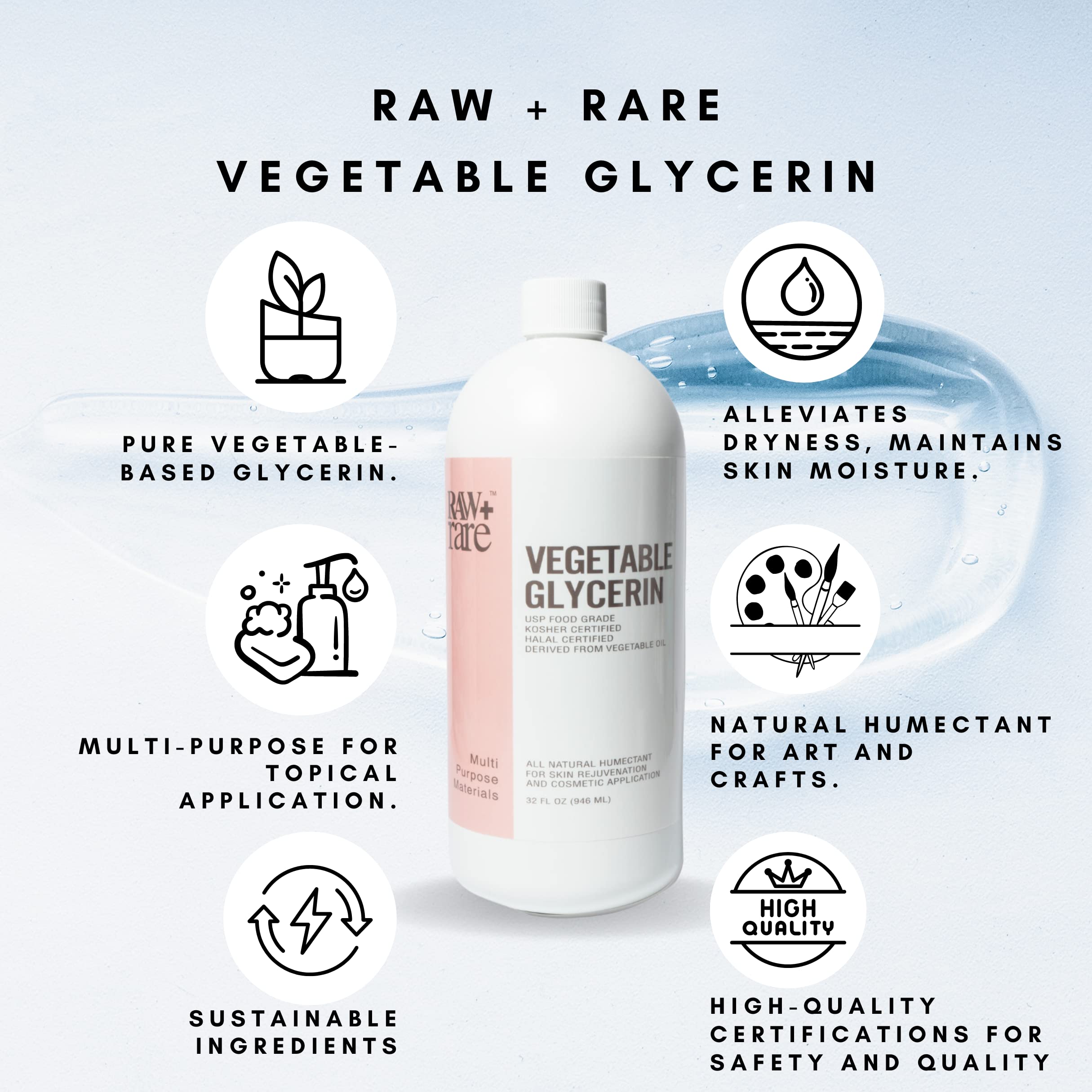 Raw Plus Rare glycerin texture close-up with translucent syrupy consistency