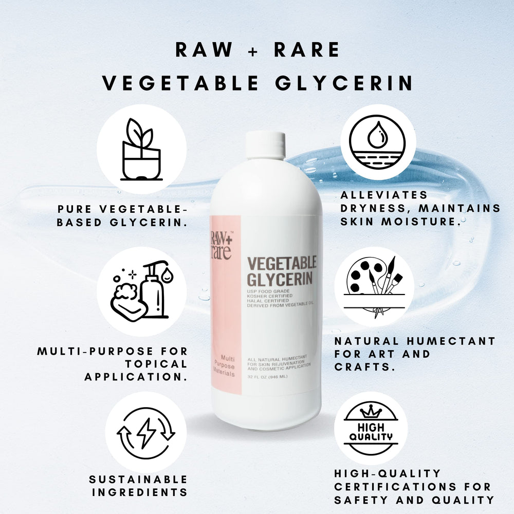 Raw Plus Rare glycerin texture close-up with translucent syrupy consistency