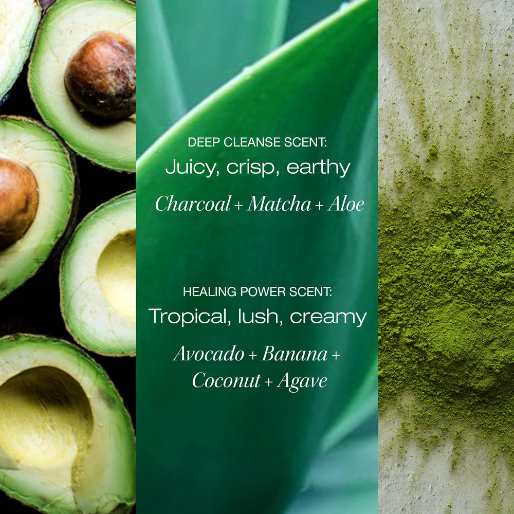 RAW SUGAR Healing Power Masque ingredients with avocado oil, banana and coconut oil for hydration.