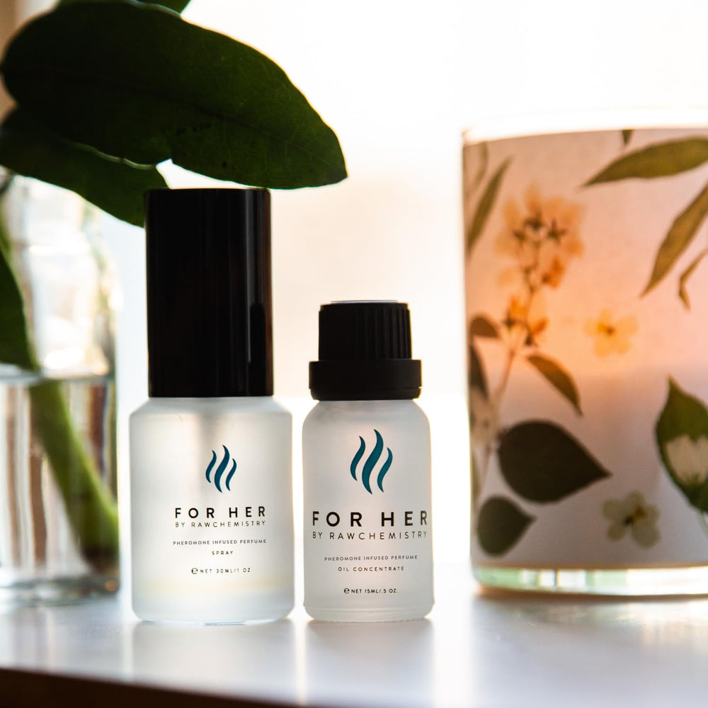 RawChemistry For Her bottle angle suggests long-lasting wear for casual evenings.