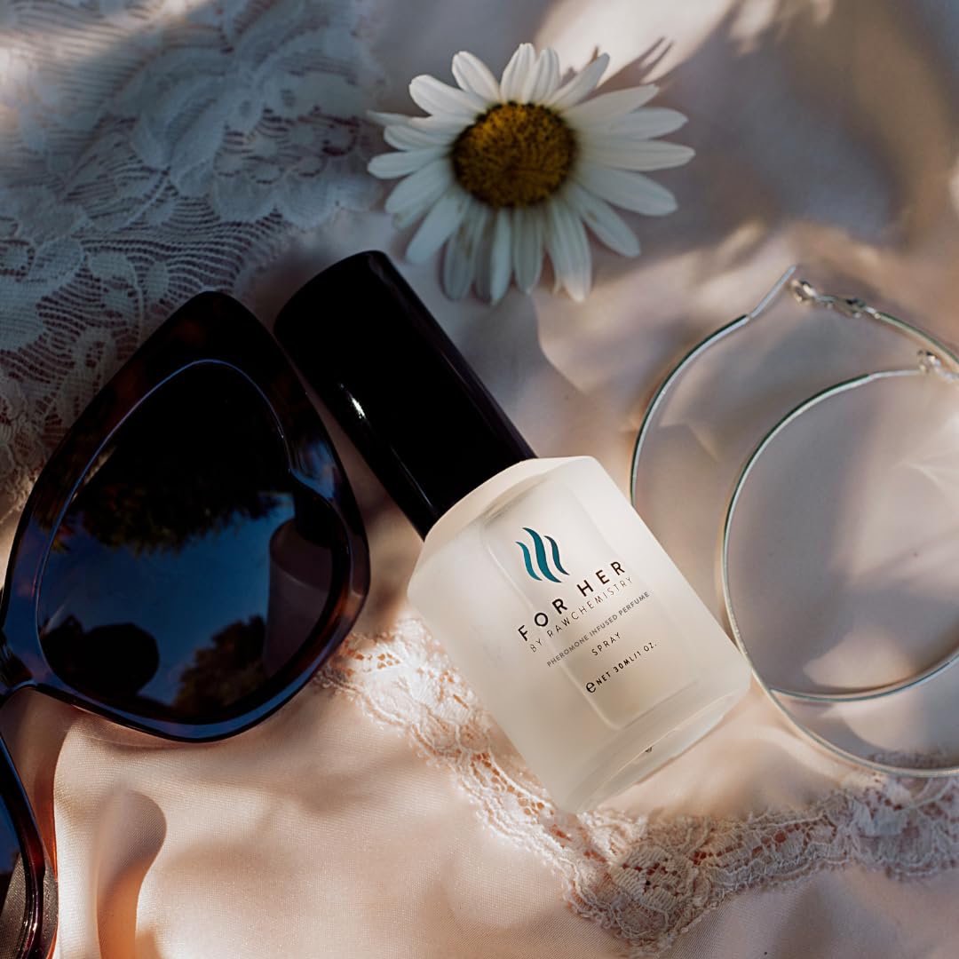 RawChemistry For Her bottle spray demonstrates easy application for date night.
