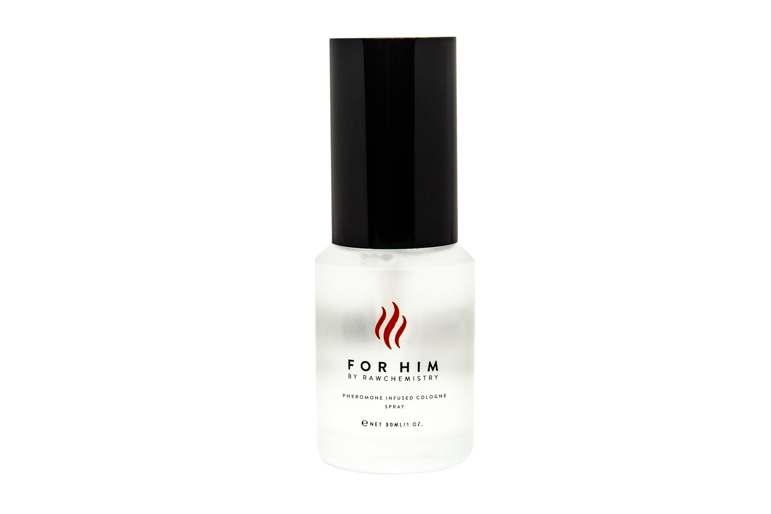 RawChemistry For Him spray bottle highlights alcohol-free, oil-based design for skin-friendly wear.