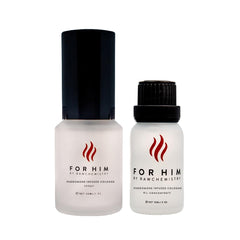 RawChemistry for Him packaging and cap detail emphasizes alcohol-free, oil-based formula.