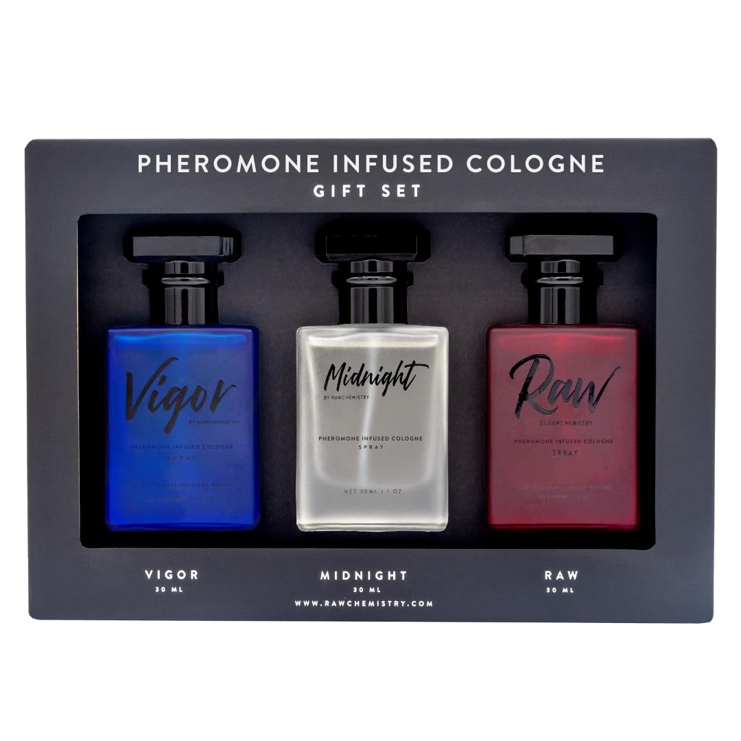 RawChemistry pheromone-infused mens cologne set box highlights premium gift packaging and presentation.