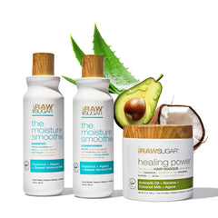 Raw Sugar Moisture Smoothie shampoo bottle pour for hydrating cleanse
