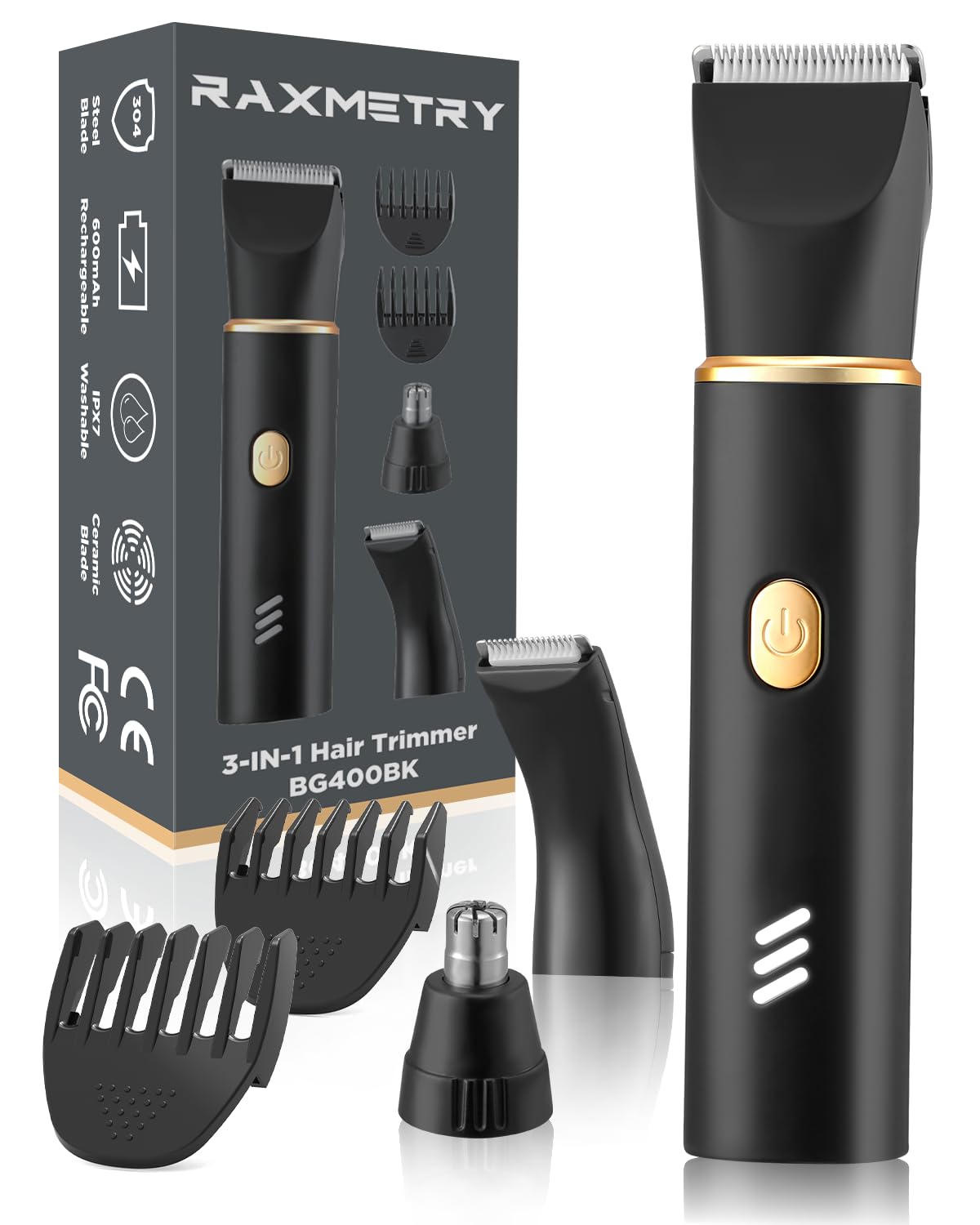 RAXMETRY Manscape Trimmer handheld close-up for precise body grooming