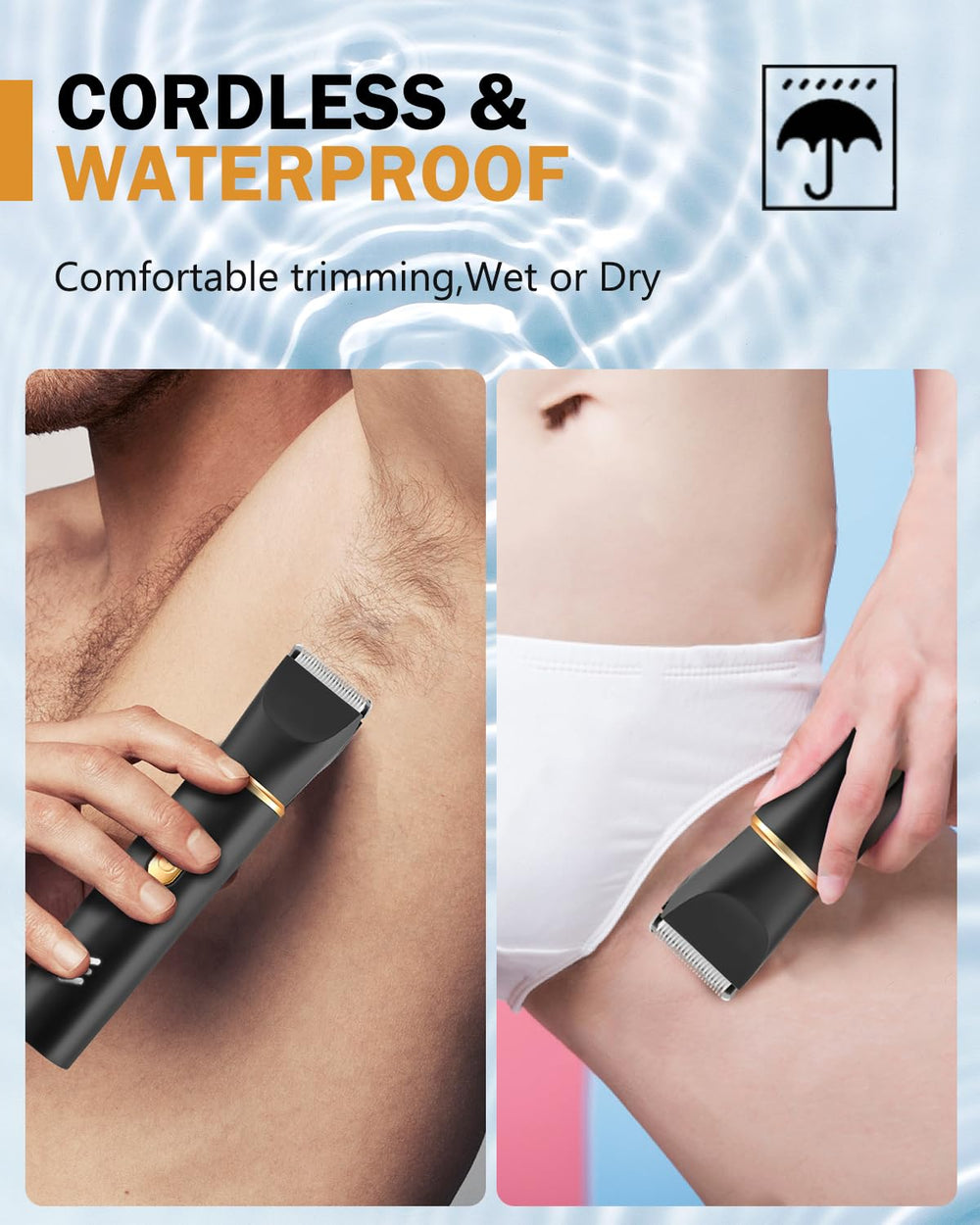 RAXMETRY Manscape Trimmer wet-dry use preview for shower grooming