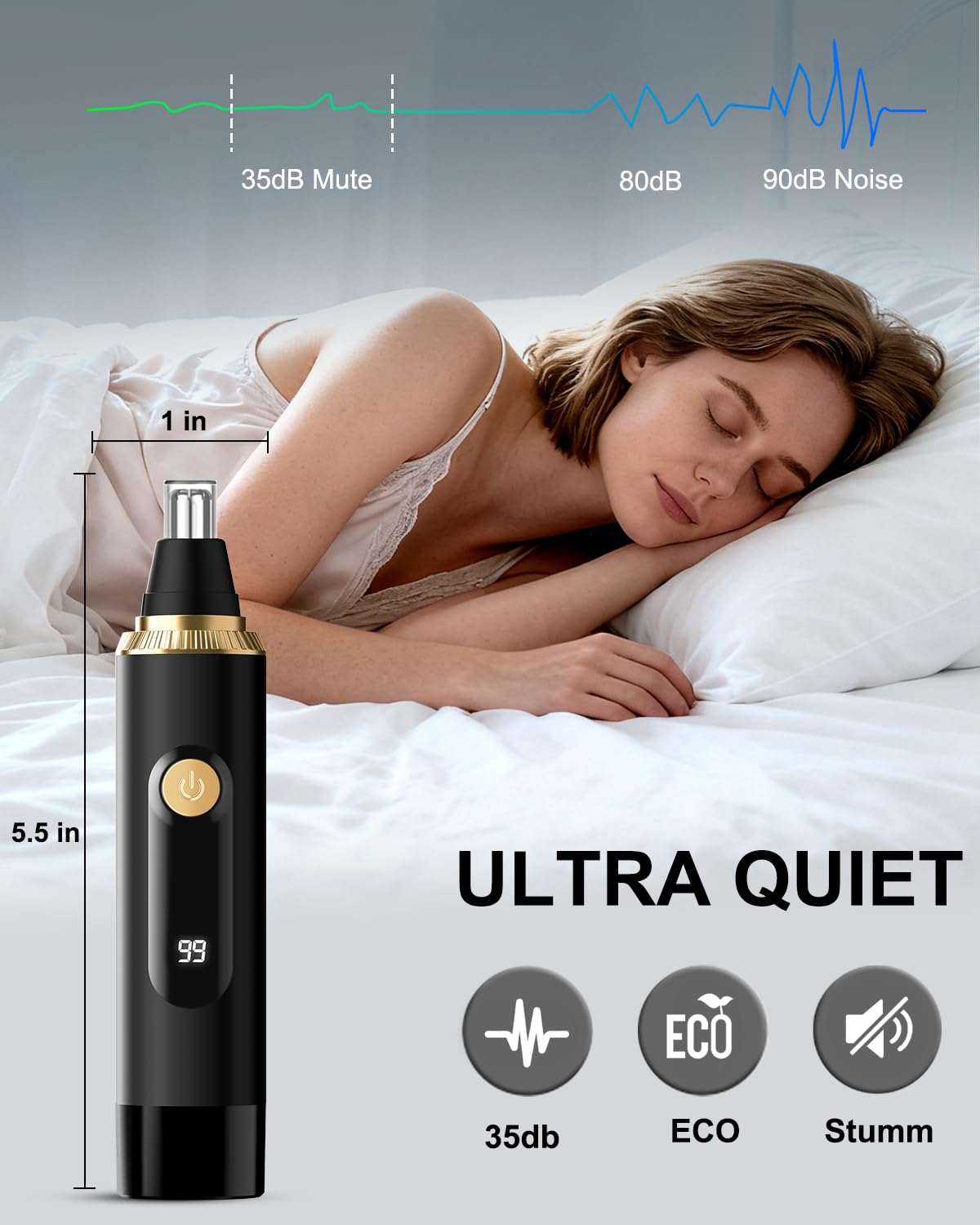 RAXMETRY nose-trimmer IPX7 waterproof for easy cleaning under running water