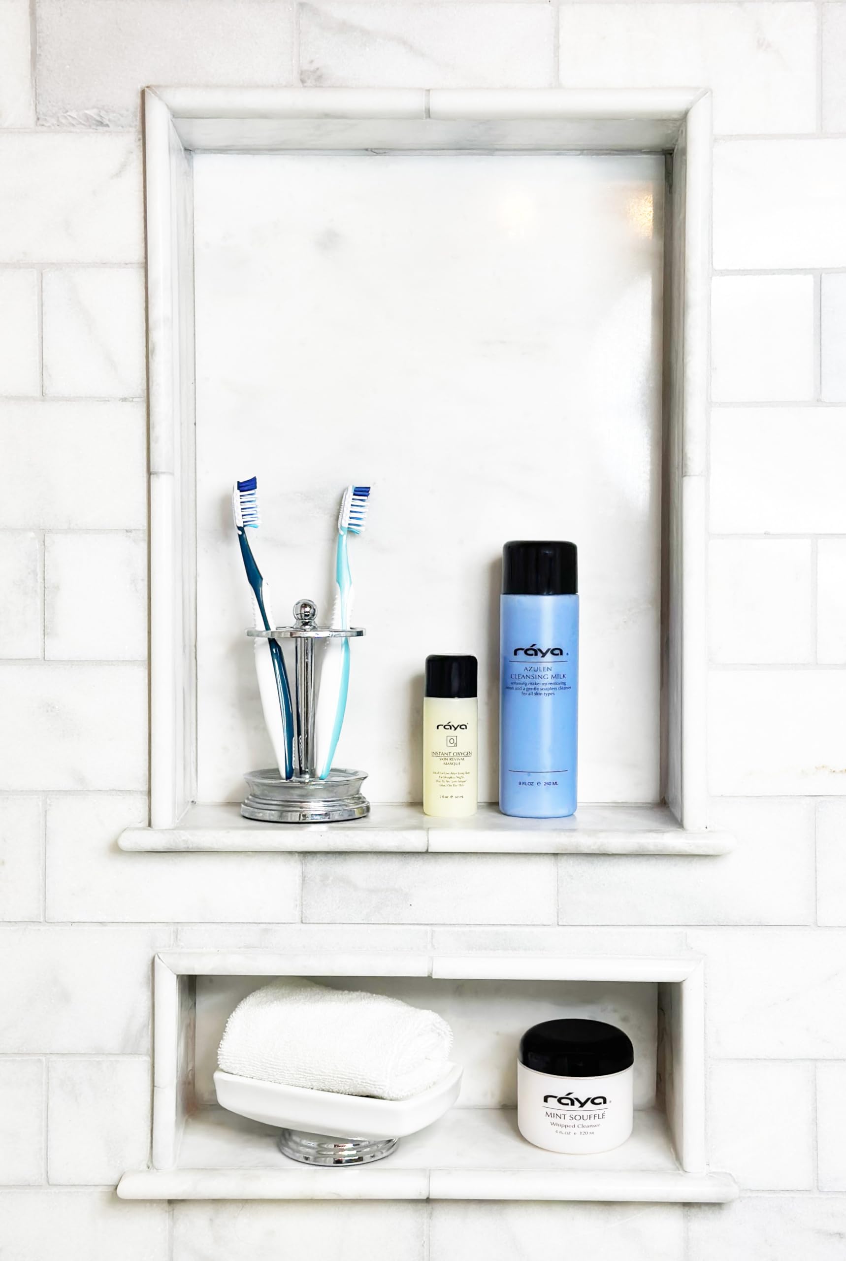 Raya glow-ready routine image implies easy integration into nightly skincare