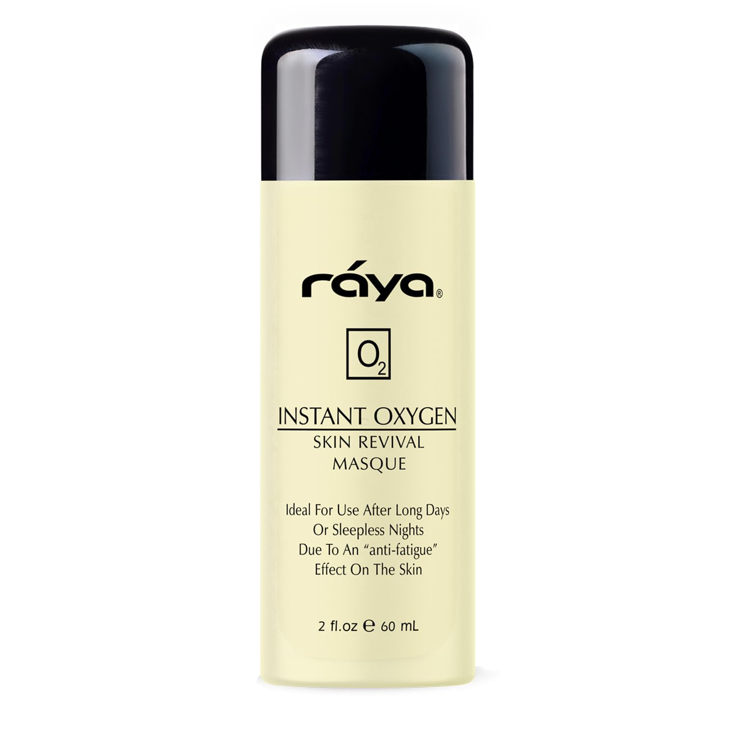 Raya Instant Oxygen Skin Revival Masque packaging sits elegant for quick post-workout refresh