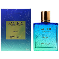Rayhaan Pacific Aura bottle with spray action for easy, even application.