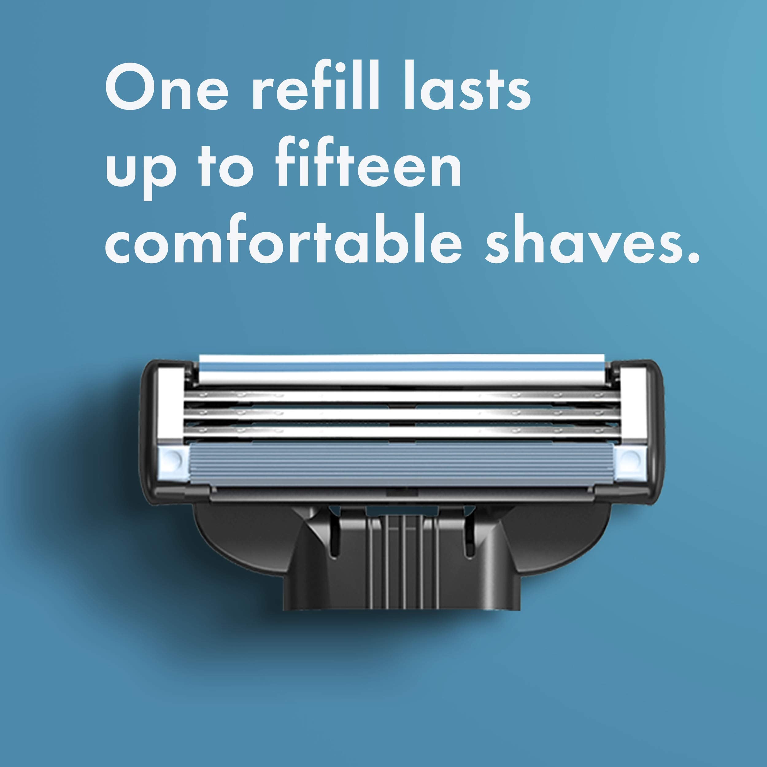 Razor refils in box open illustrates quick, mess-free reloads.