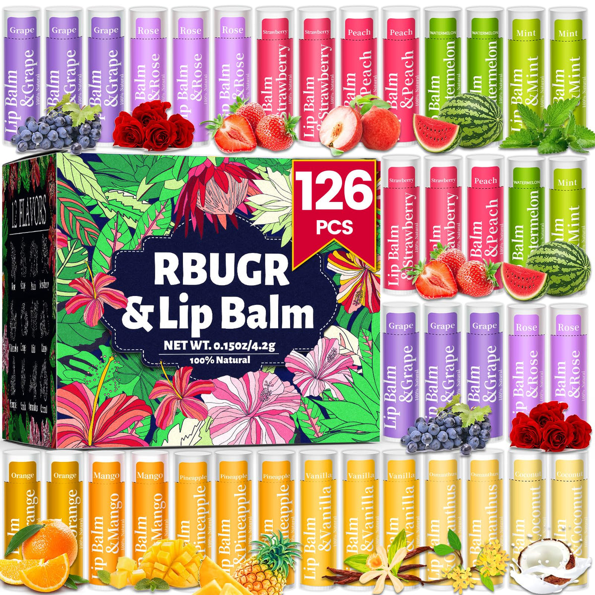 RBUGR lip balm bulk pack front view for gifting and bulk use