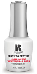 RC Red Carpet Manicure Fortify & Protect base coat bottle showing vitamin A and biotin nourishment