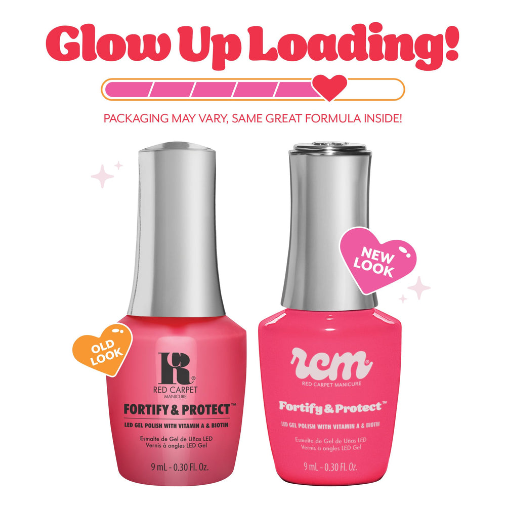 RC Red Carpet Manicure Fortify & Protect packaging label highlights vitamin A and biotin.