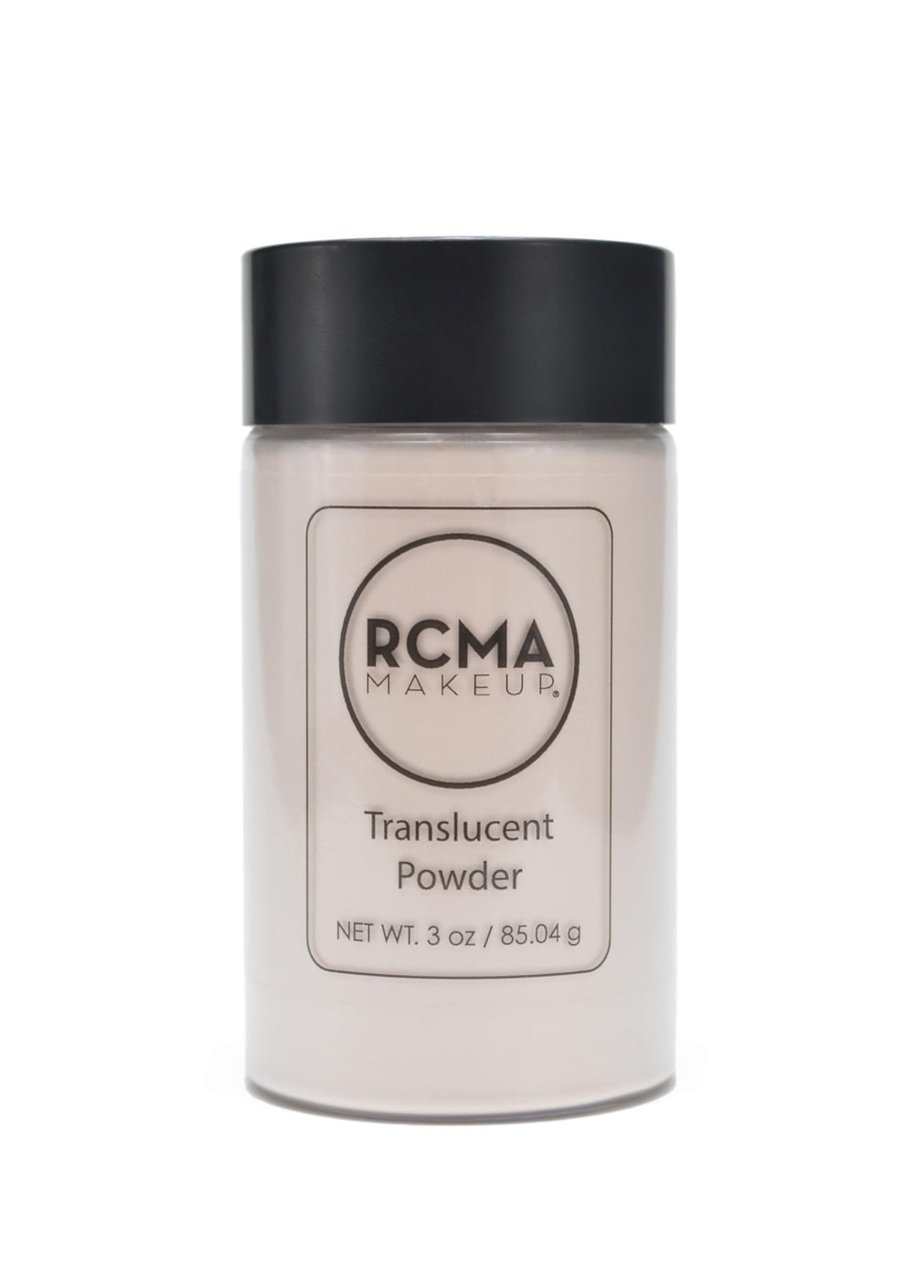 RCMA translucent loose powder applied with puff provides an even, setting look.