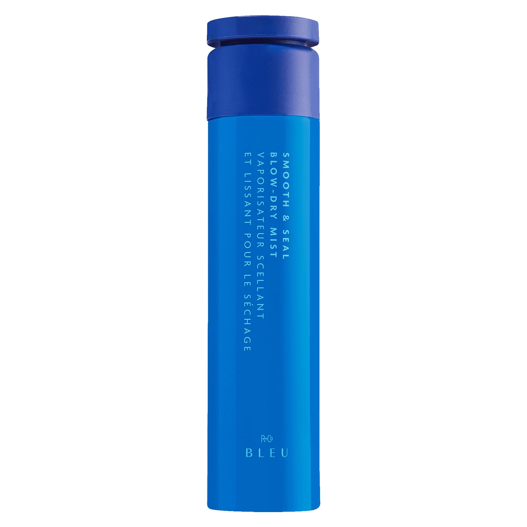 R+Co BLEU bottle with spray for smooth, frizz-free results