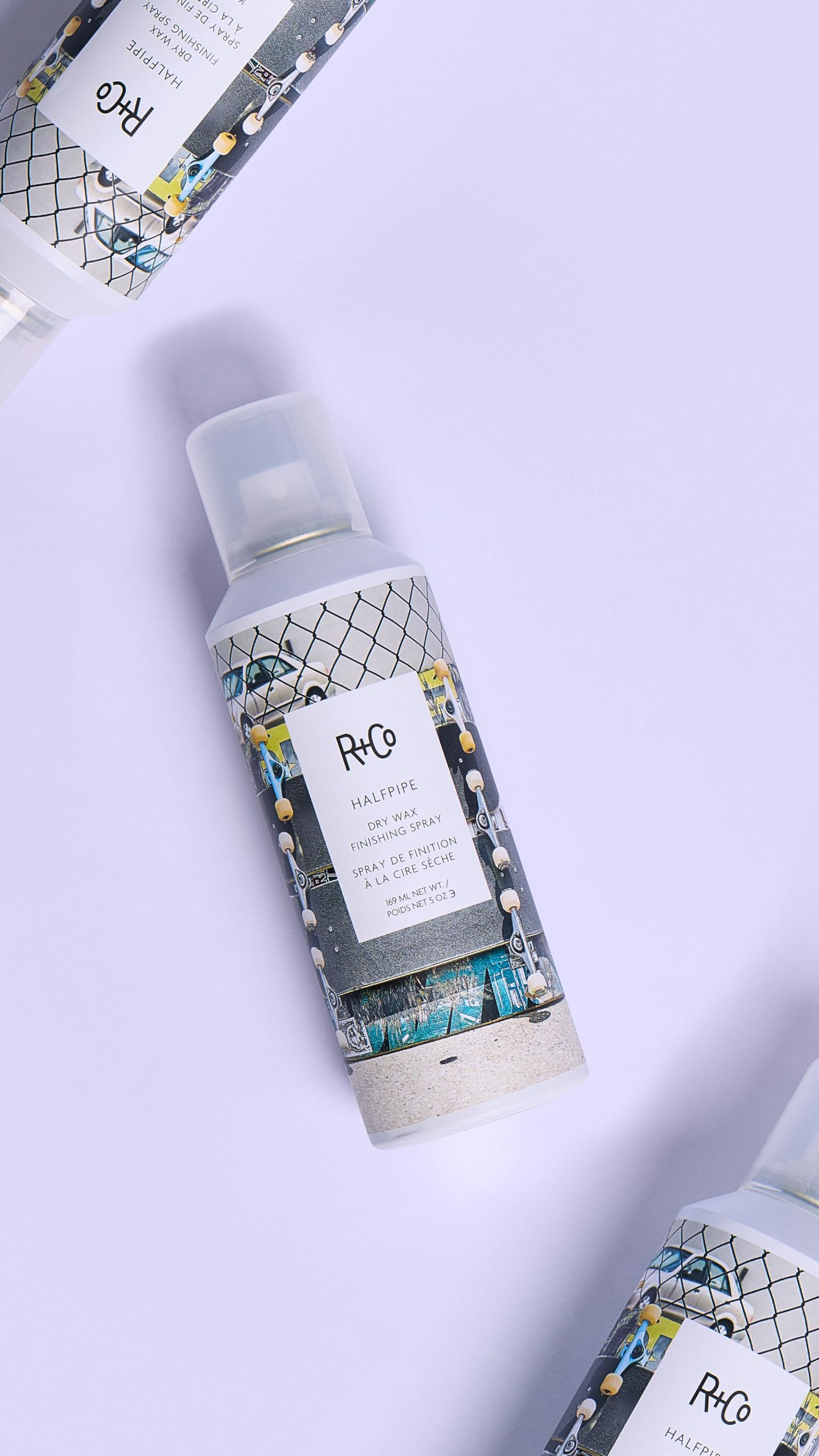 R+Co Halfpipe Dry Wax texture closeup highlights definition and separation.