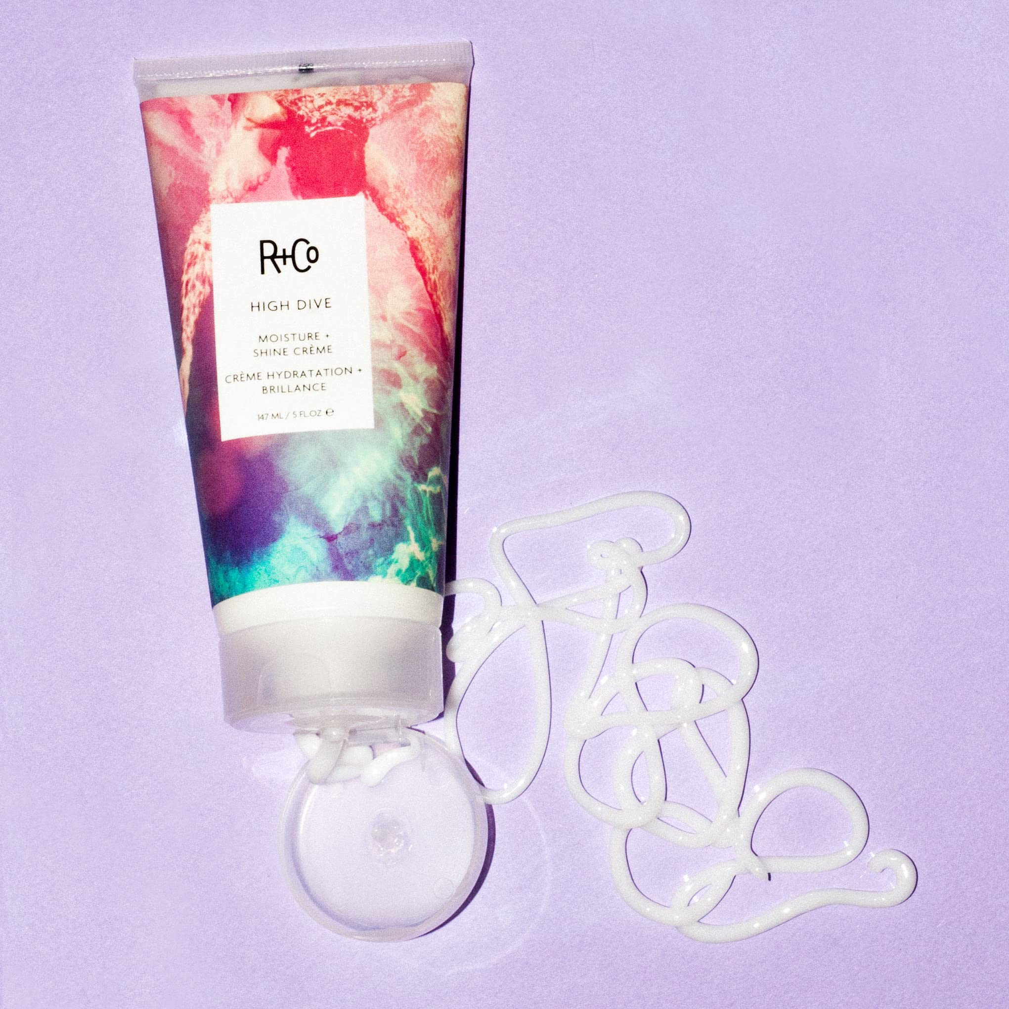R+Co HIGH DIVE creamy formula spread evenly through hair