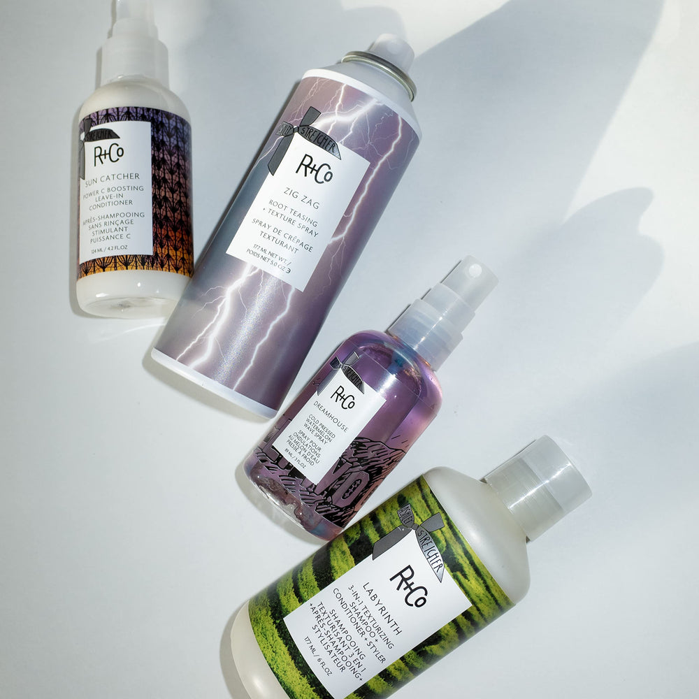 R+Co Labyrinth pea protein and sunflower extract close-up for elasticity and strength.