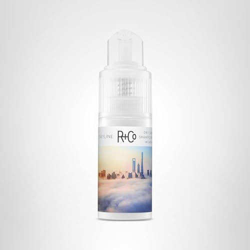 R+Co Skyline dry shampoo bottle delivering light, natural movement.