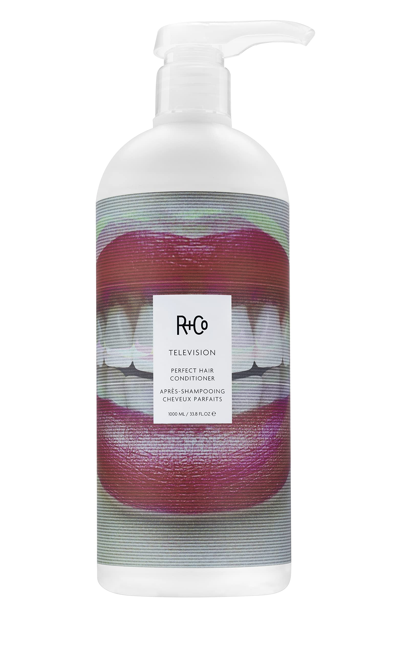 R+Co Television Perfect Hair Conditioner bottle front with weightless moisture for silky shine.