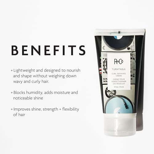 R+Co TURNTABLE in use on damp hair to shape curls without heaviness