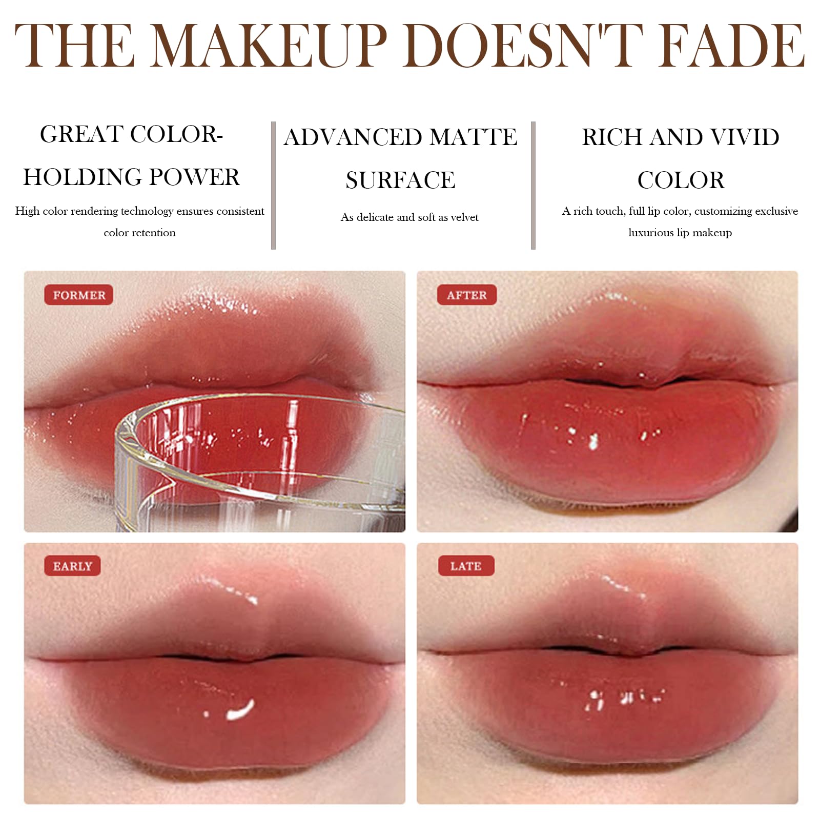 RCSCBC color-change on lips demonstrates custom pink shade with shimmer.