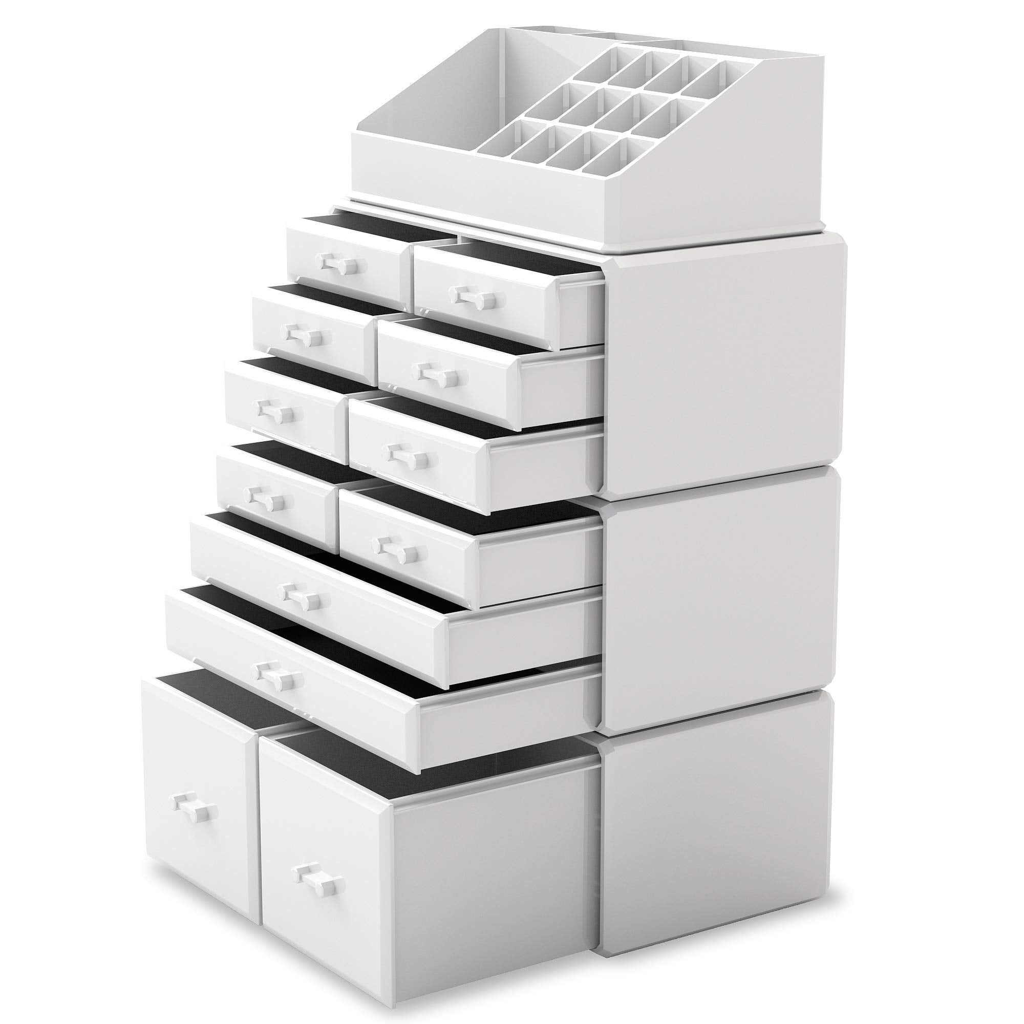 READAEER interlocking boxes secure the setup for easy stacking and modularity.