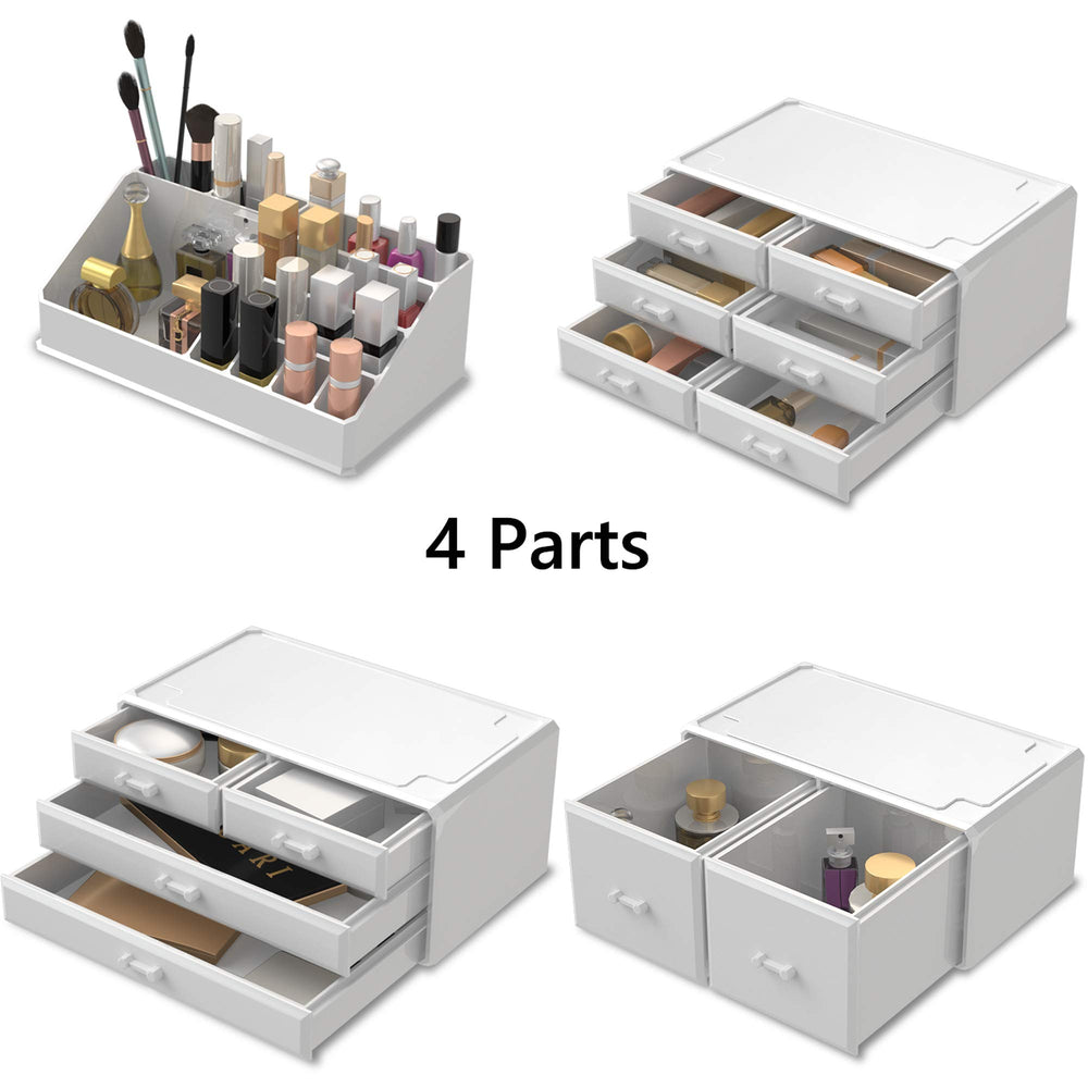 READAEER makeup organizer large drawers store palettes and brushes neatly.