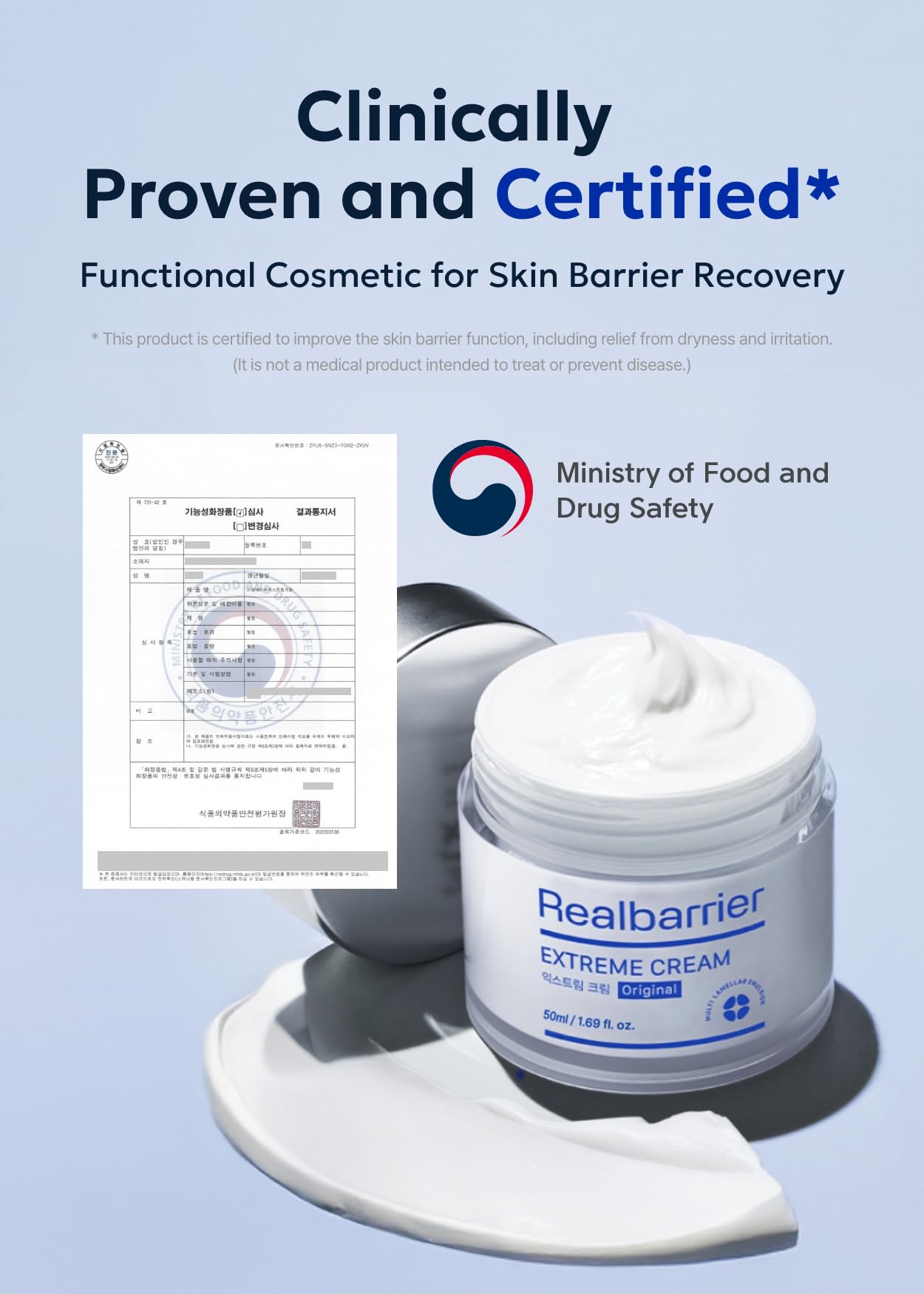 Real Barrier Extreme Cream ingredients reveal ceramides for barrier support