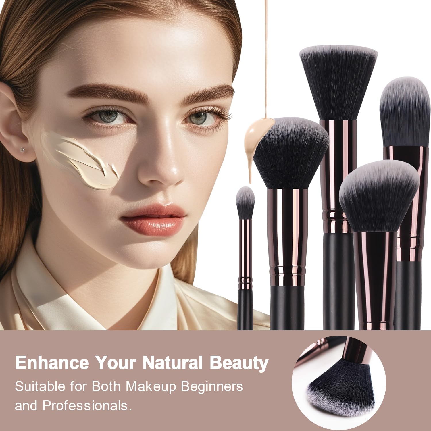 Real Perfection foundation and powder brushes deliver even coverage with minimal product pickup.