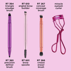 Real Techniques Angled Brow Builder Brush close-up for natural brows.
