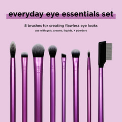 Real Techniques 310 Essential Crease shapes depth with smooth blending.