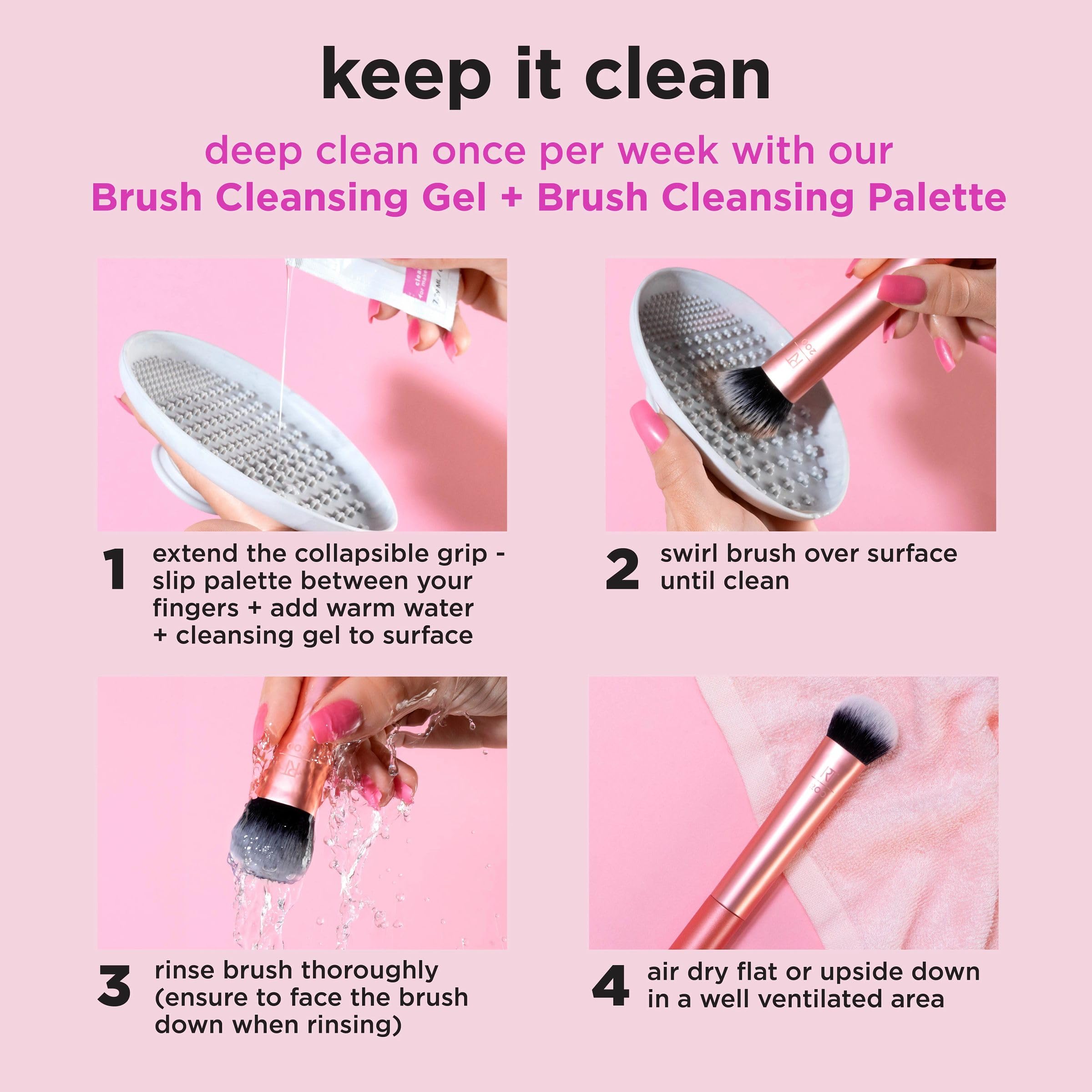 Real Techniques eye essentials travel case keeps brushes organized on the go.