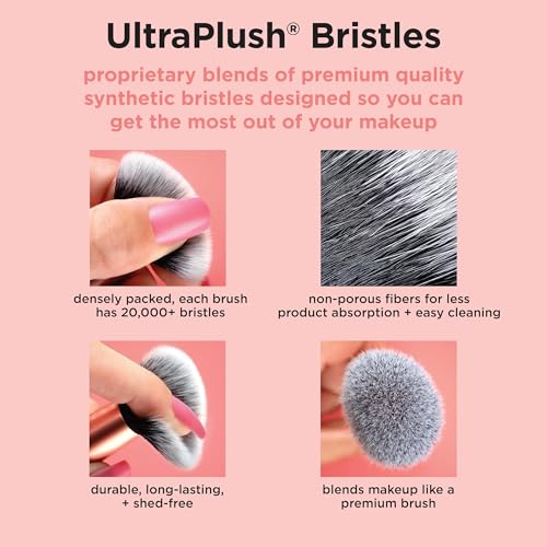 Real Techniques Eyeshadow and Liner application close-up for seamless finish.