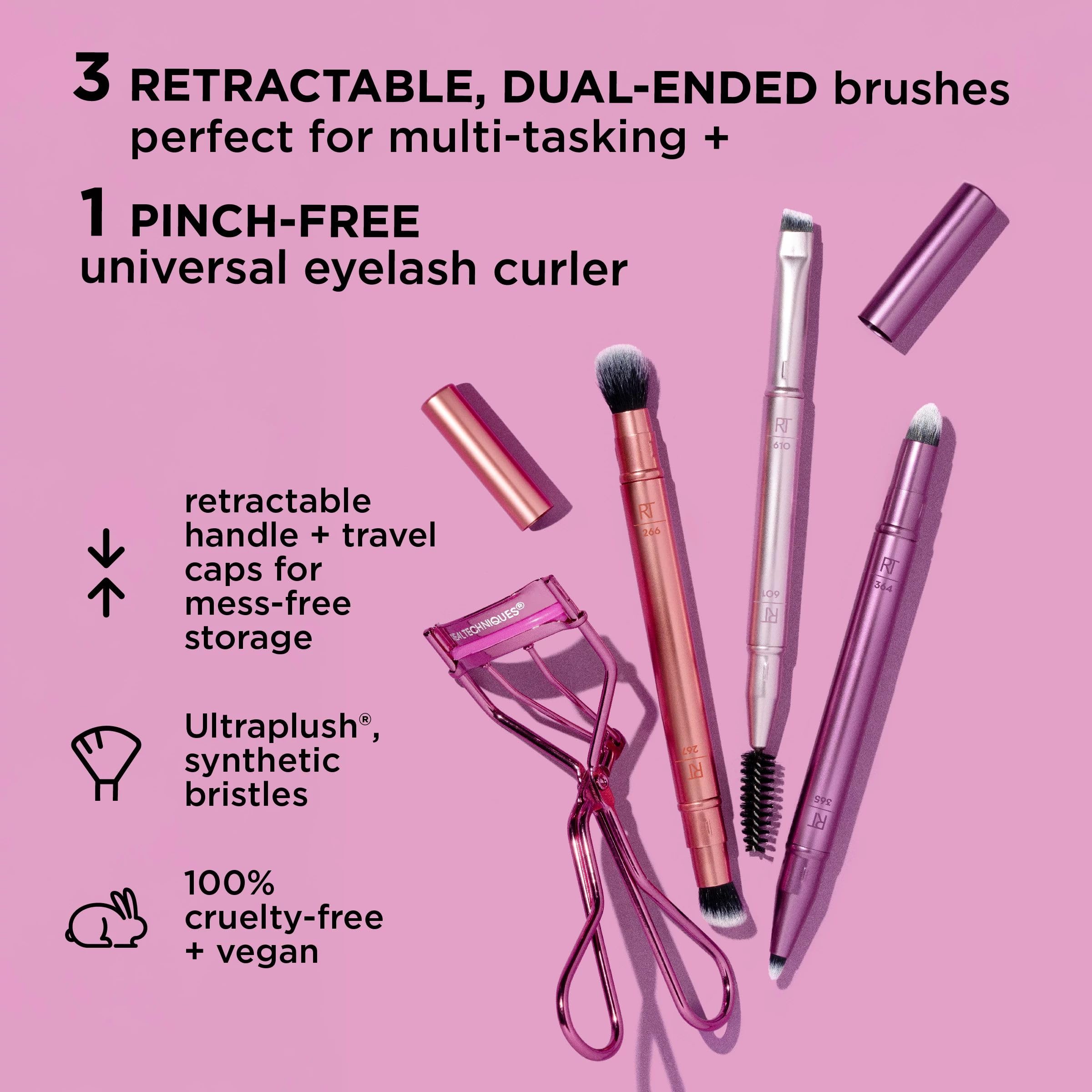 Real Techniques Precision Definer Brush close-up for sharp eyeliner edges.