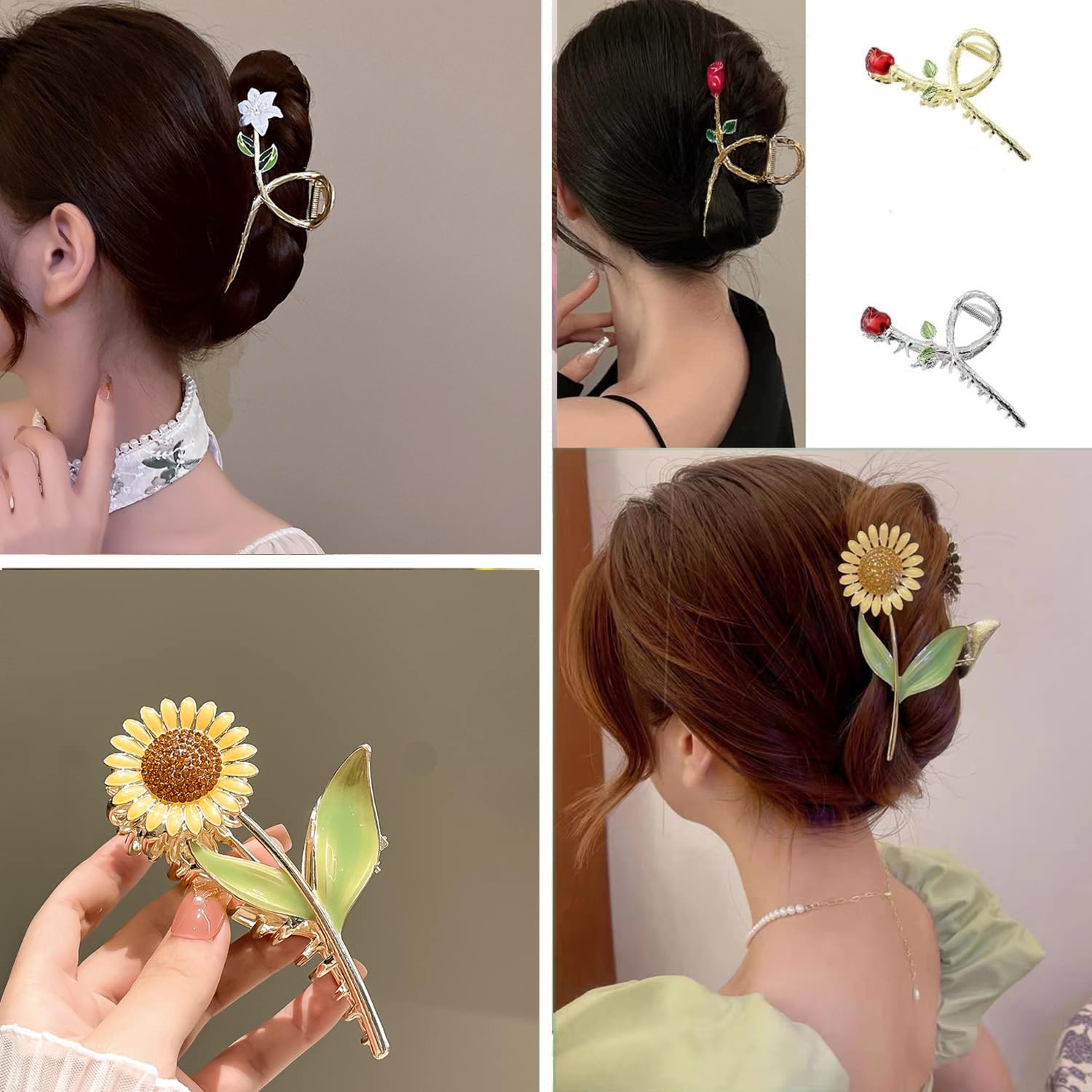 REALHUNLEE flower metal hair clip orchid in gold blends durability with luxe accents