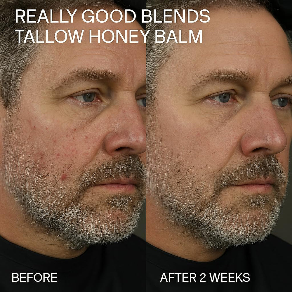 Really Good Blends beeswax and olive oil ingredients highlight skin nourishment.
