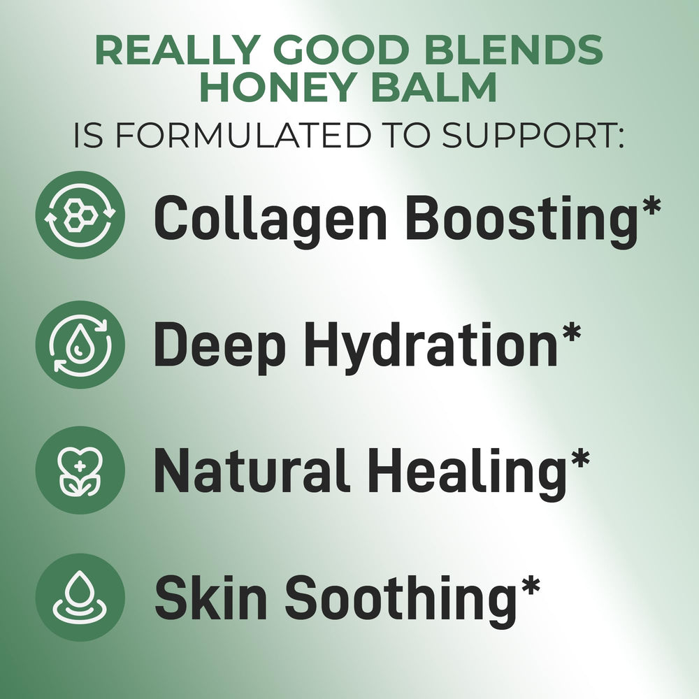 Really Good Blends Tallow Honey Balm ingredients display a six-ingredient formula ideal for sensitive skin.