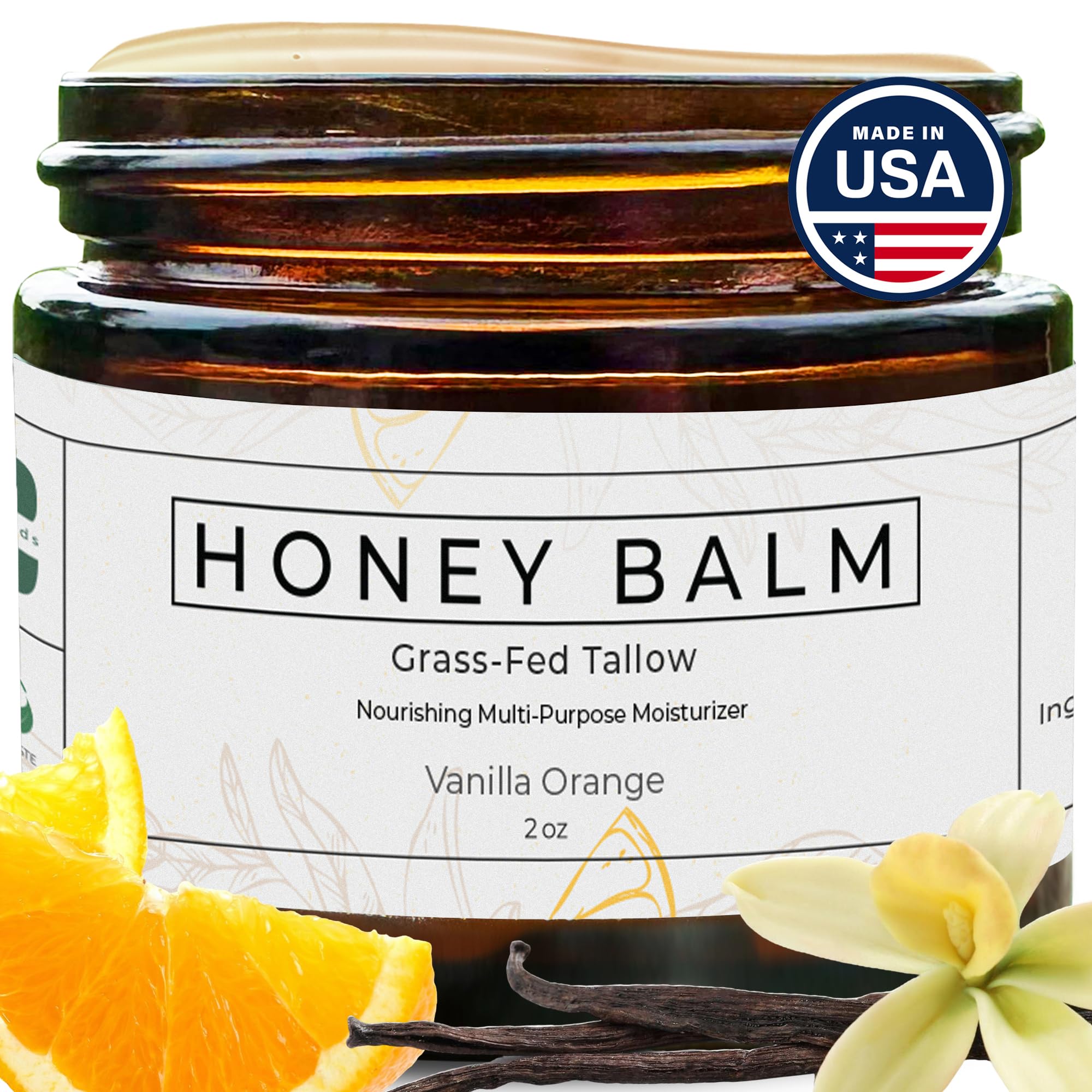 Really Good Blends Tallow Honey Balm vanilla orange jar for deep hydration