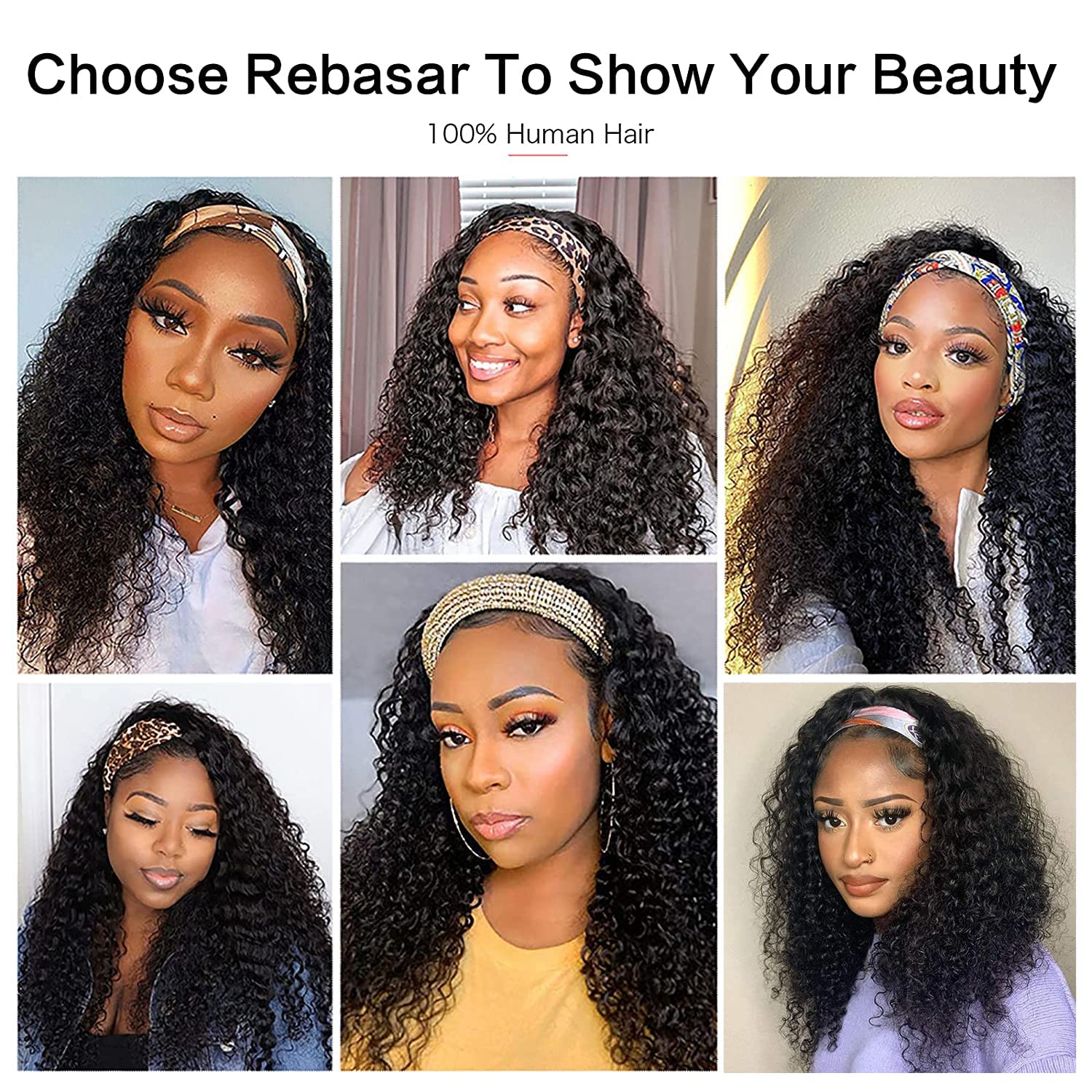 Rebasar wig package includes cap and headband for easy styling