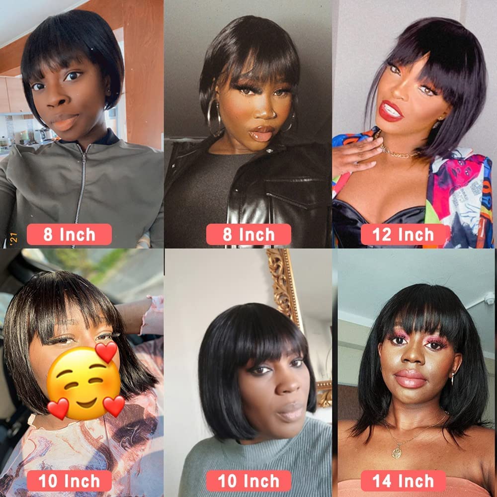Rebasar human hair bob wig cap size 22-22.5—comfortable daily wear