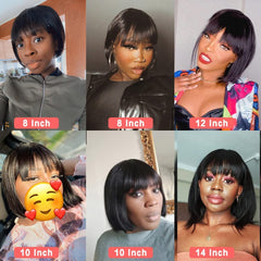 Rebasar human hair bob wig cap size 22-22.5—comfortable daily wear